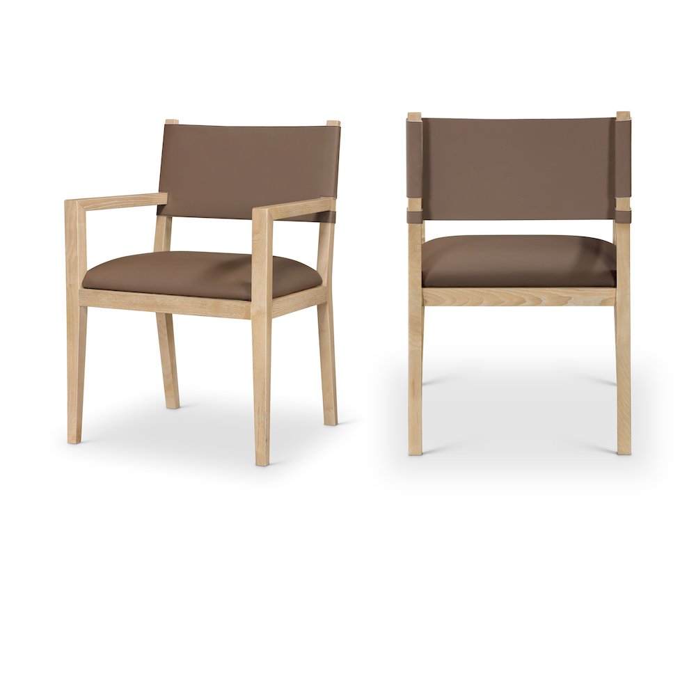 Avon Brown Vegan Leather Dining Arm Chair. Picture 10