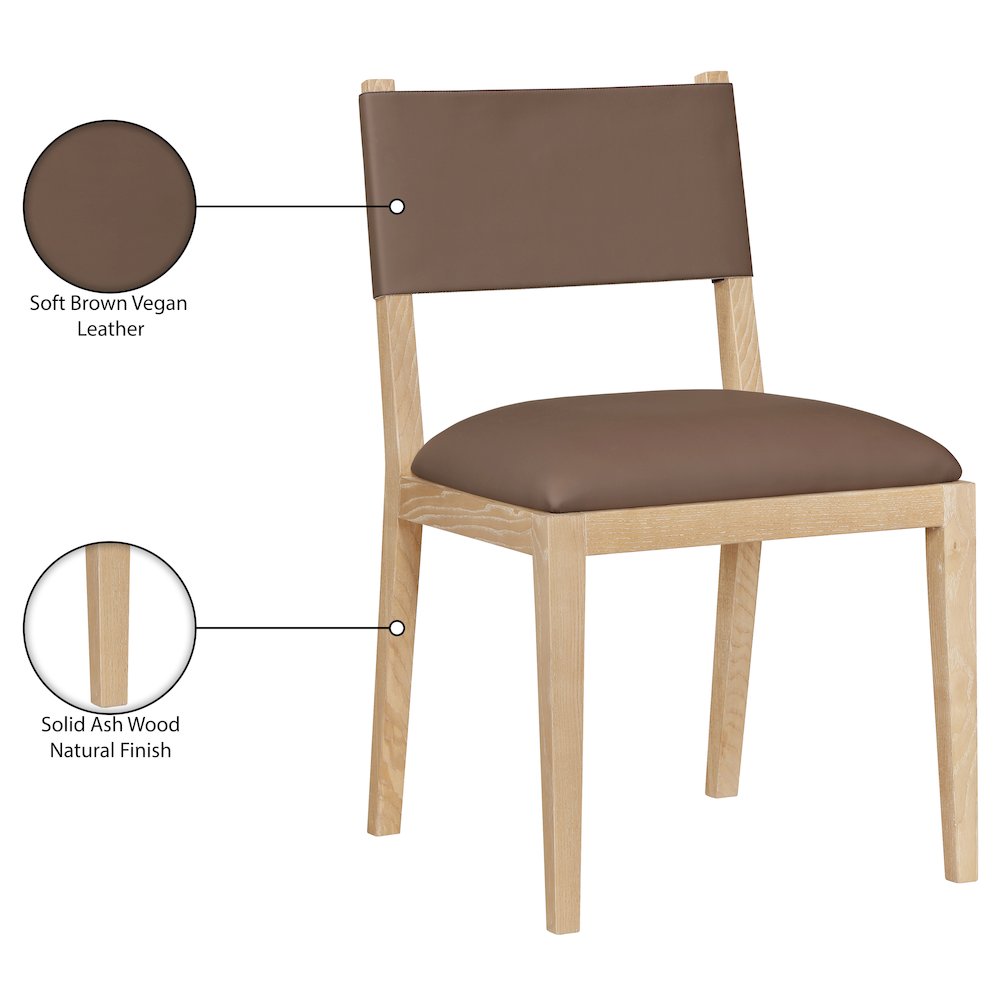 Avon Brown Vegan Leather Dining Side Chair, Set of 2. Picture 11