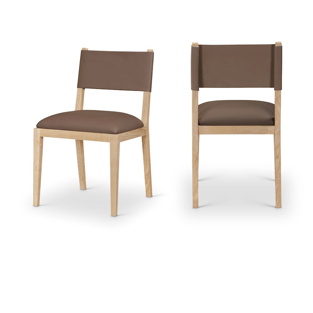 Avon Brown Vegan Leather Dining Side Chair, Set of 2. Picture 1