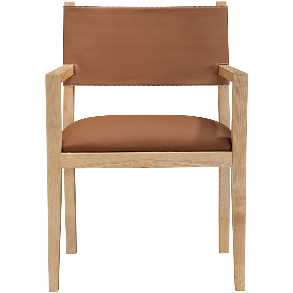 Avon Cognac Vegan Leather Dining Arm Chair. Picture 2