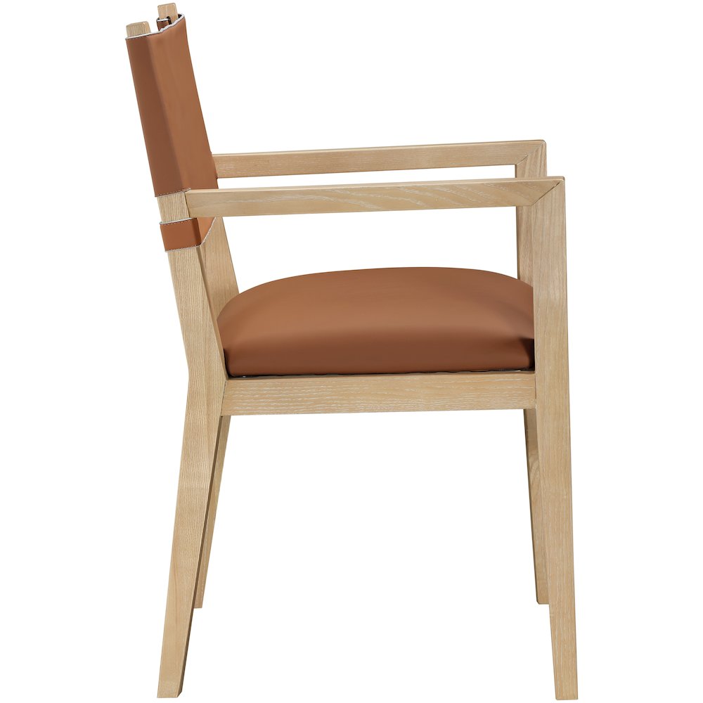 Avon Cognac Vegan Leather Dining Arm Chair. Picture 8