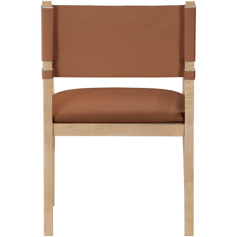 Avon Cognac Vegan Leather Dining Arm Chair. Picture 3