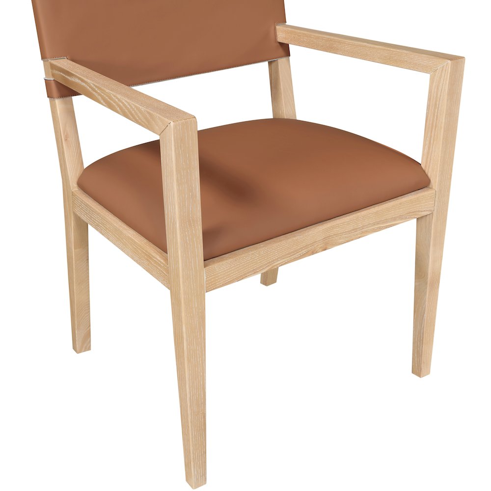 Avon Cognac Vegan Leather Dining Arm Chair. Picture 5
