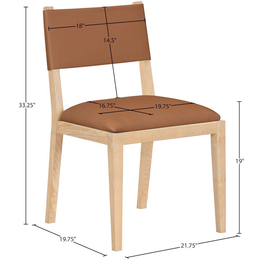 Avon Cognac Vegan Leather Dining Side Chair, Set of 2. Picture 10