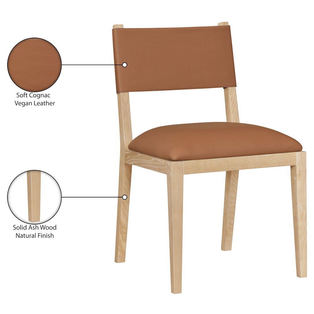 Avon Cognac Vegan Leather Dining Side Chair, Set of 2. Picture 11