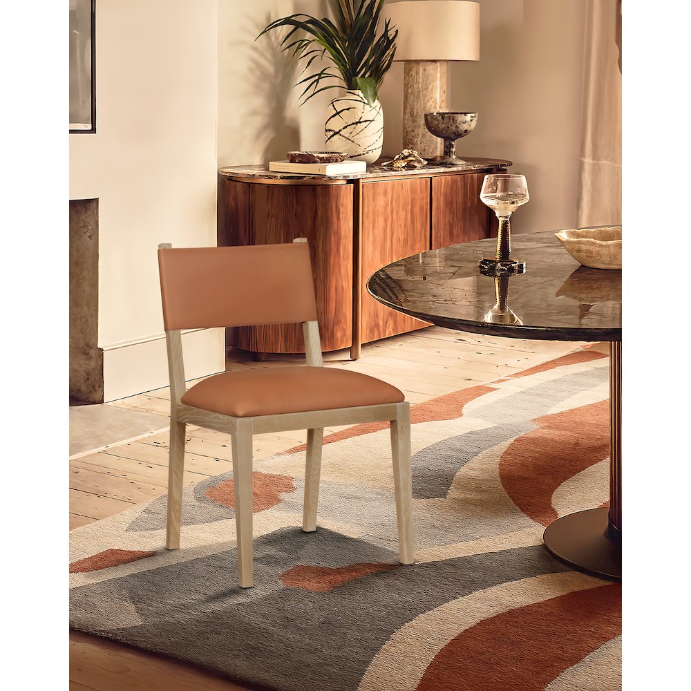 Avon Cognac Vegan Leather Dining Side Chair, Set of 2. Picture 7