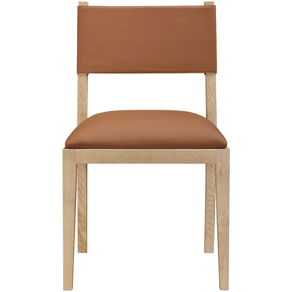 Avon Cognac Vegan Leather Dining Side Chair, Set of 2. Picture 3