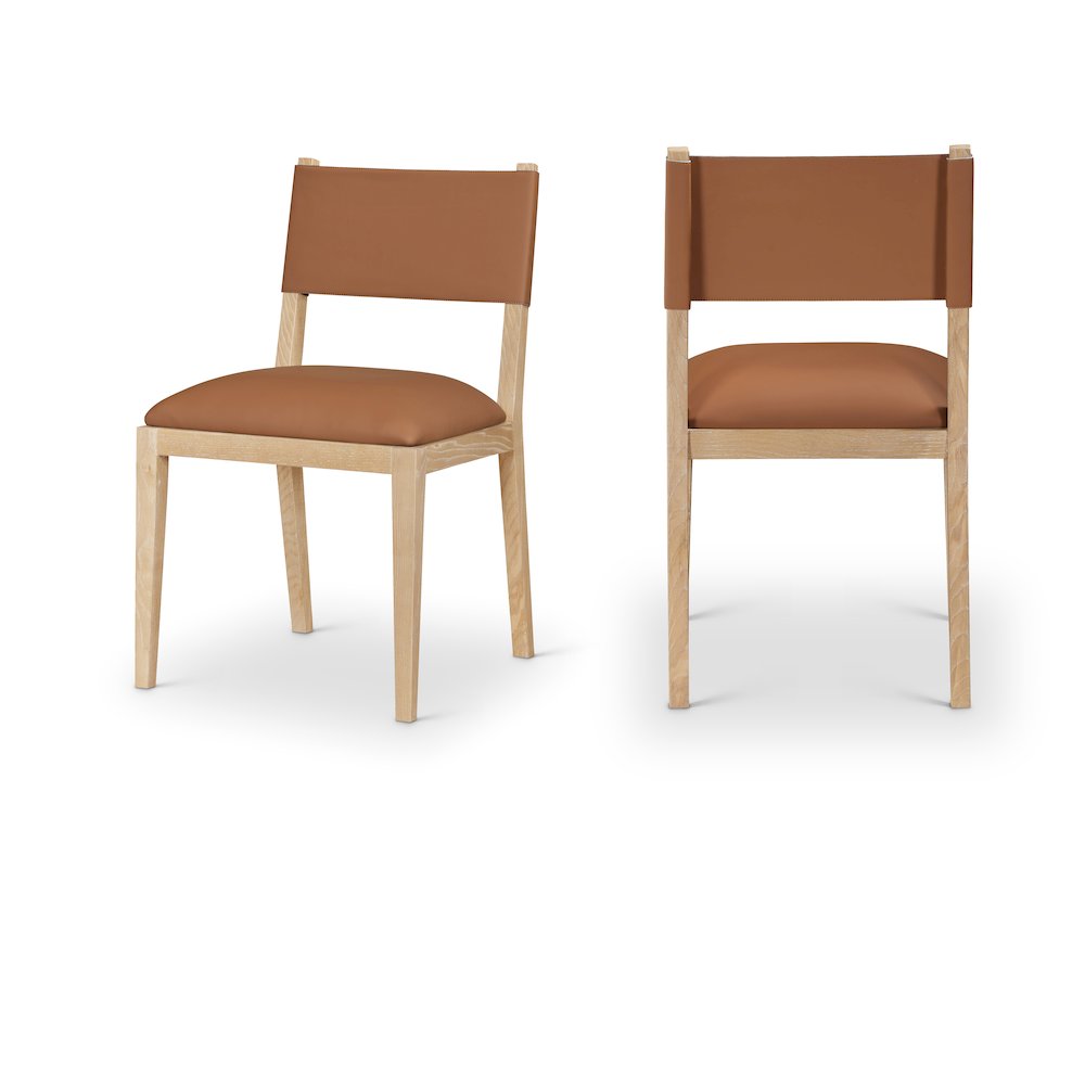 Avon Cognac Vegan Leather Dining Side Chair, Set of 2. Picture 1