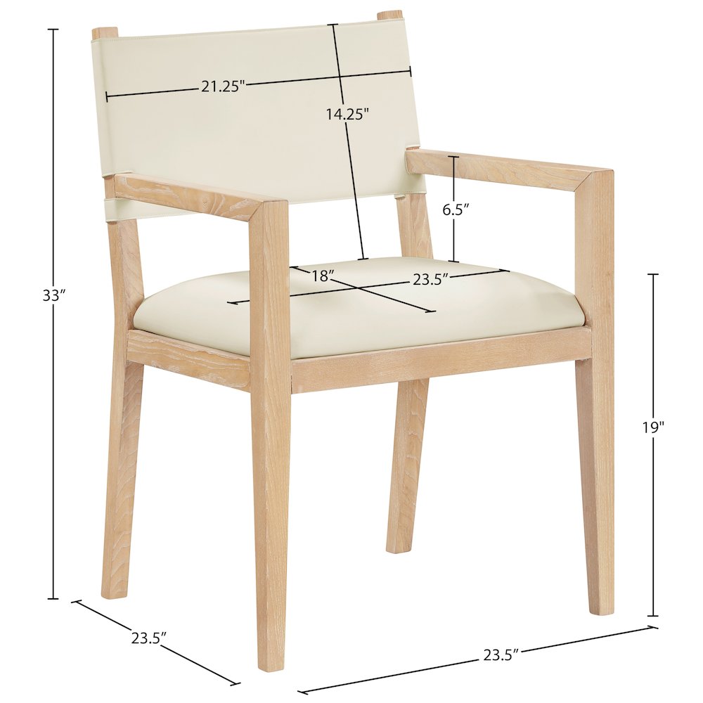 Avon Cream Vegan Leather Dining Arm Chair. Picture 6