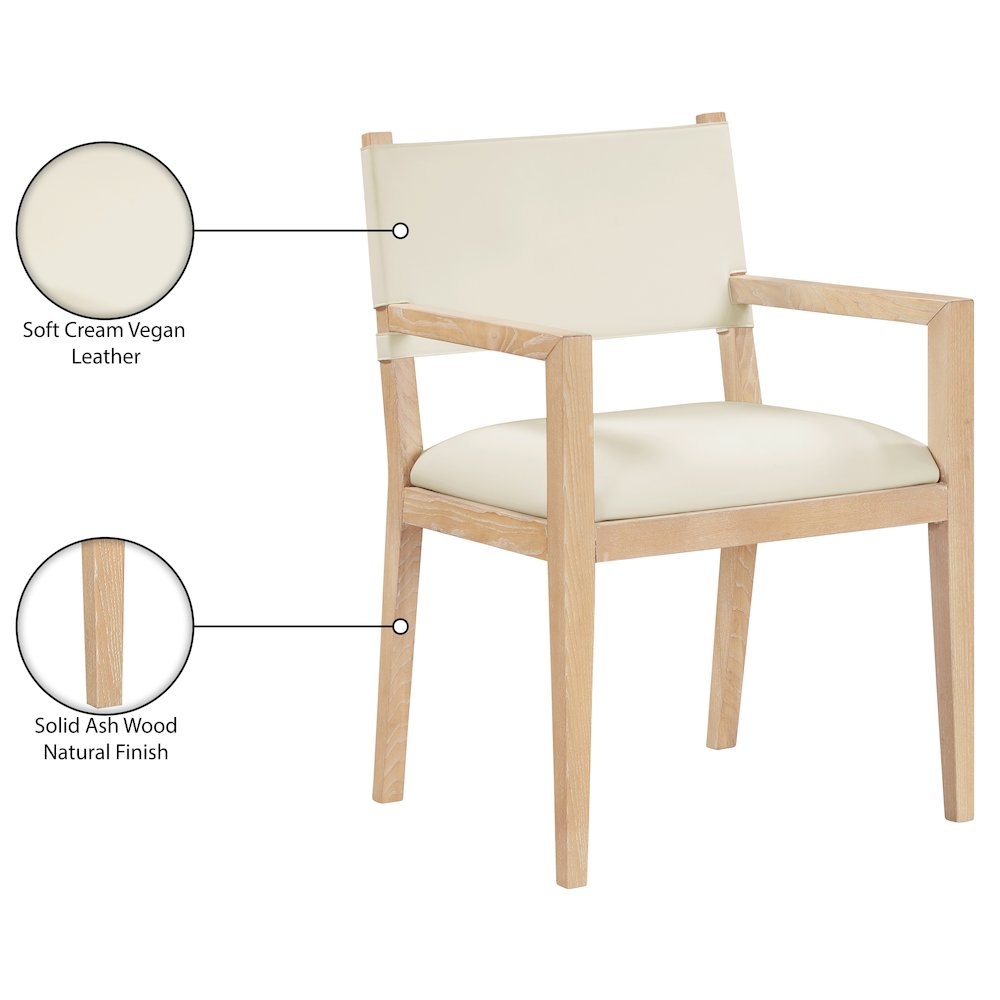 Avon Cream Vegan Leather Dining Arm Chair. Picture 9