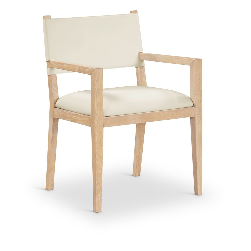 Avon Cream Vegan Leather Dining Arm Chair. Picture 1