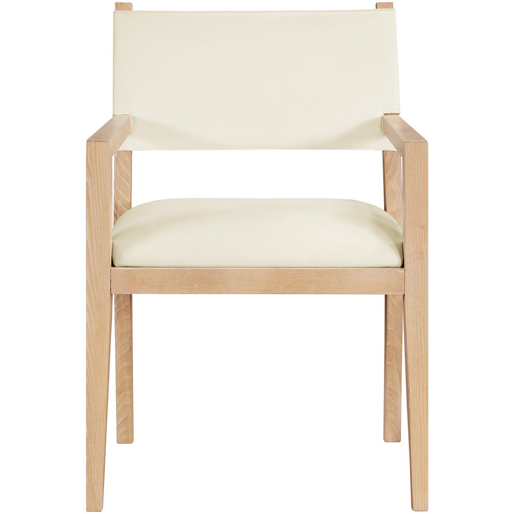 Avon Cream Vegan Leather Dining Arm Chair. Picture 2