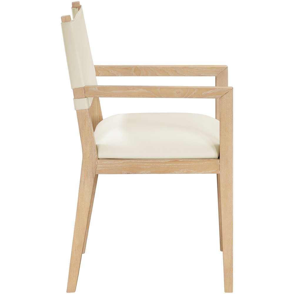 Avon Cream Vegan Leather Dining Arm Chair. Picture 8