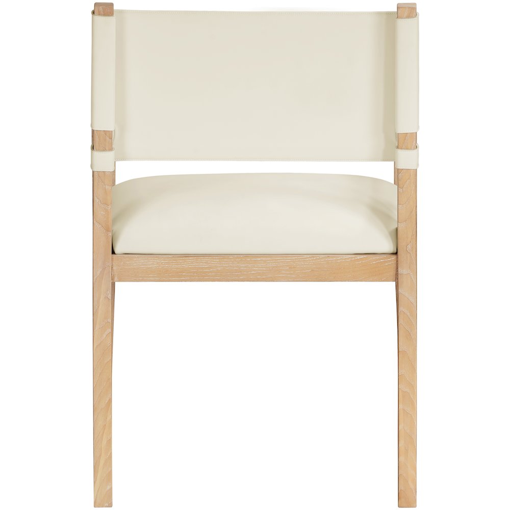 Avon Cream Vegan Leather Dining Arm Chair. Picture 3