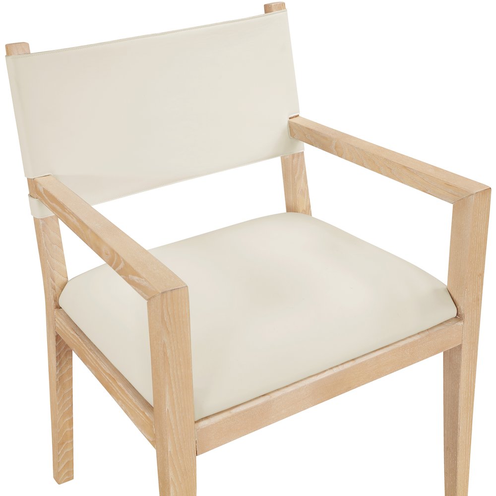Avon Cream Vegan Leather Dining Arm Chair. Picture 4