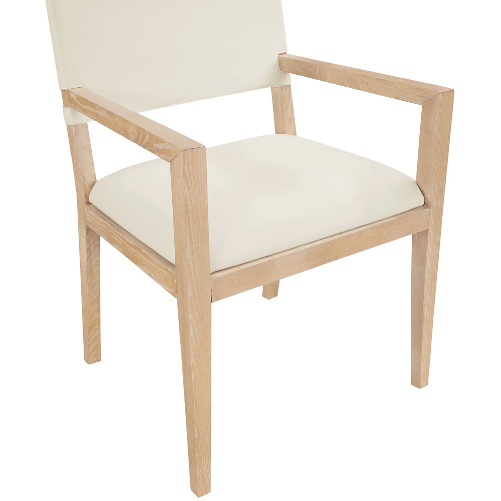 Avon Cream Vegan Leather Dining Arm Chair. Picture 5