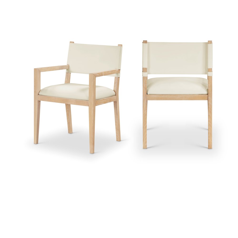 Avon Cream Vegan Leather Dining Arm Chair. Picture 10