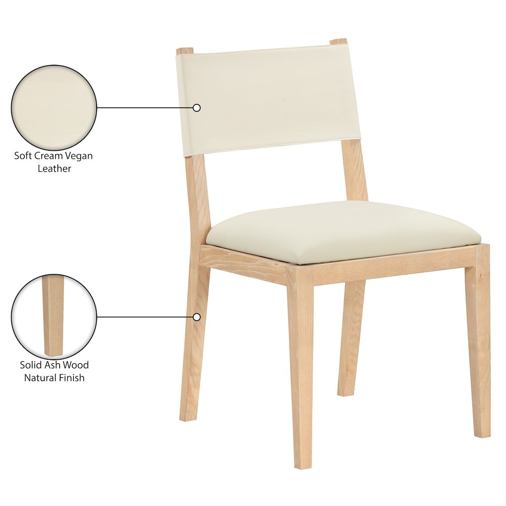 Avon Cream Vegan Leather Dining Side Chair, Set of 2. Picture 11
