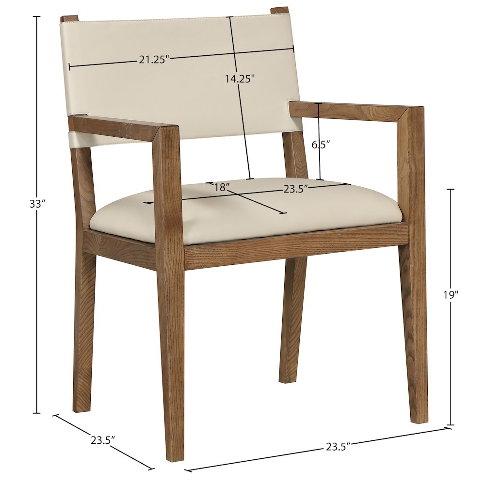 Avon Beige Vegan Leather Dining Arm Chair. Picture 6