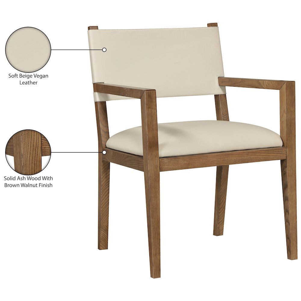 Avon Beige Vegan Leather Dining Arm Chair. Picture 9