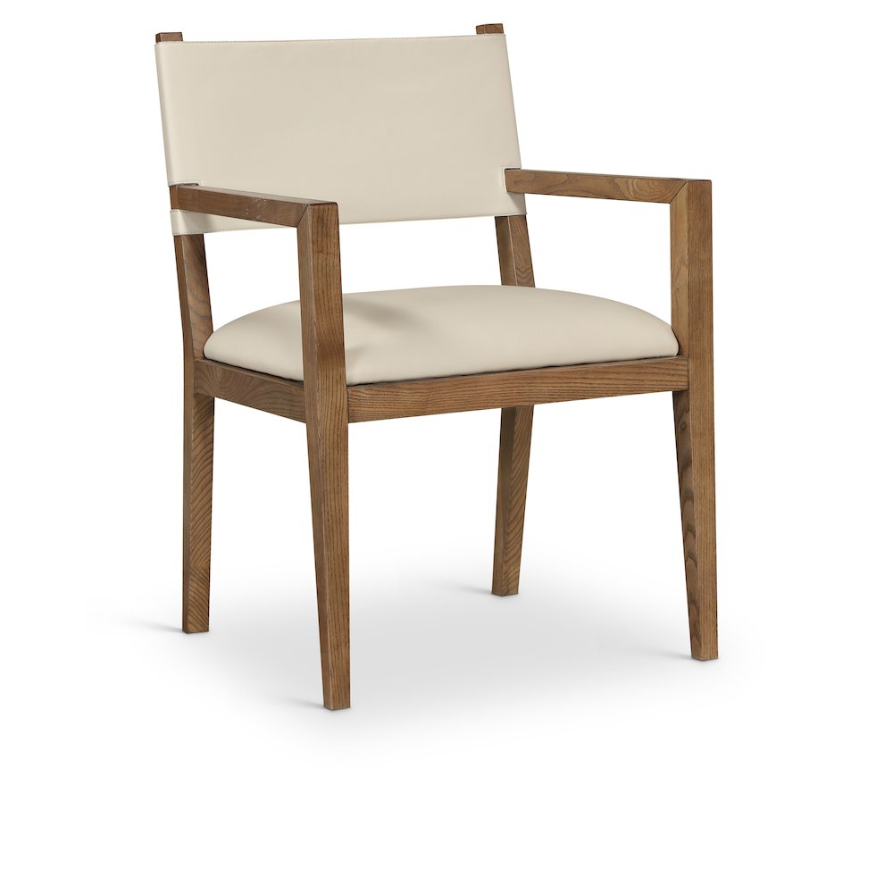 Avon Beige Vegan Leather Dining Arm Chair. Picture 1