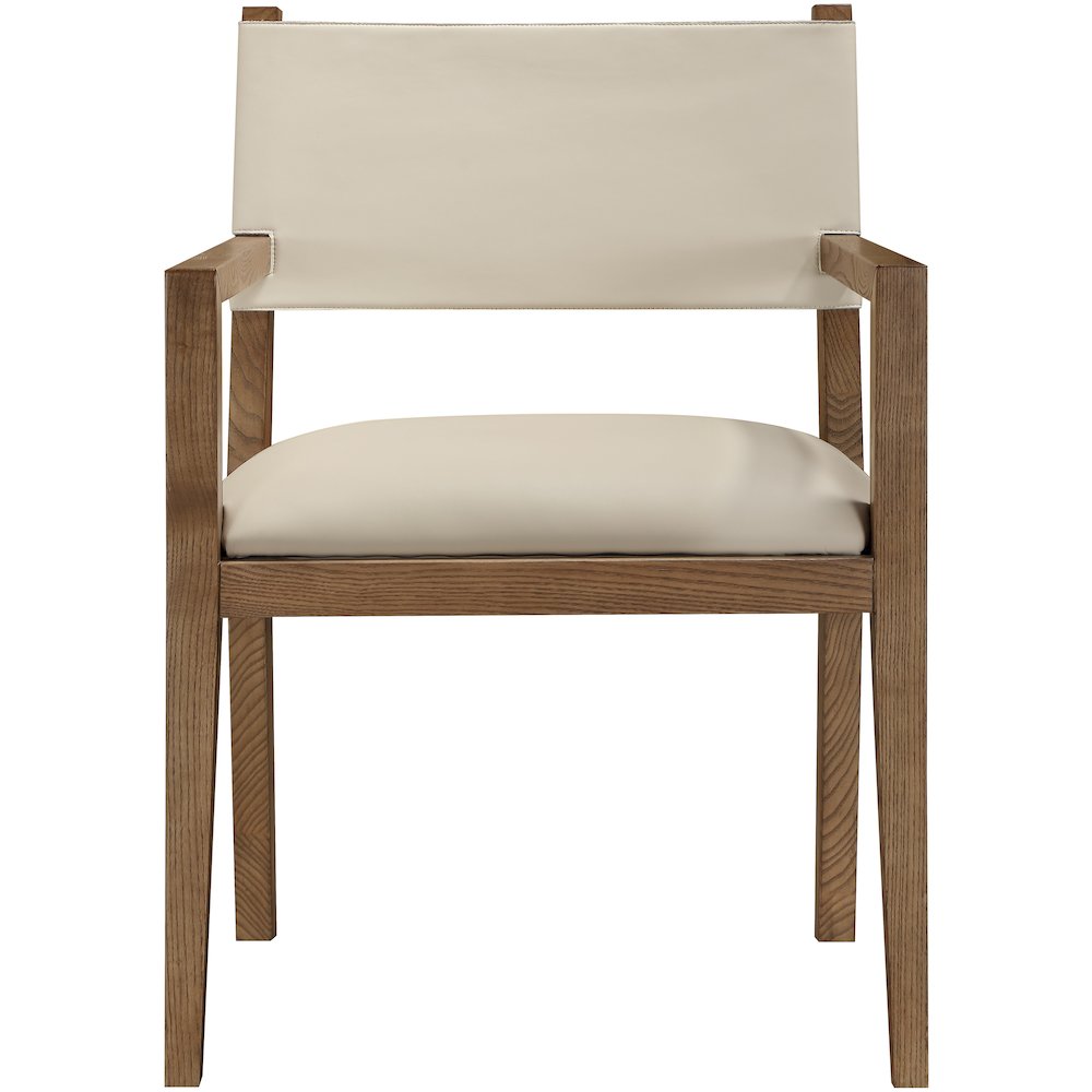 Avon Beige Vegan Leather Dining Arm Chair. Picture 2