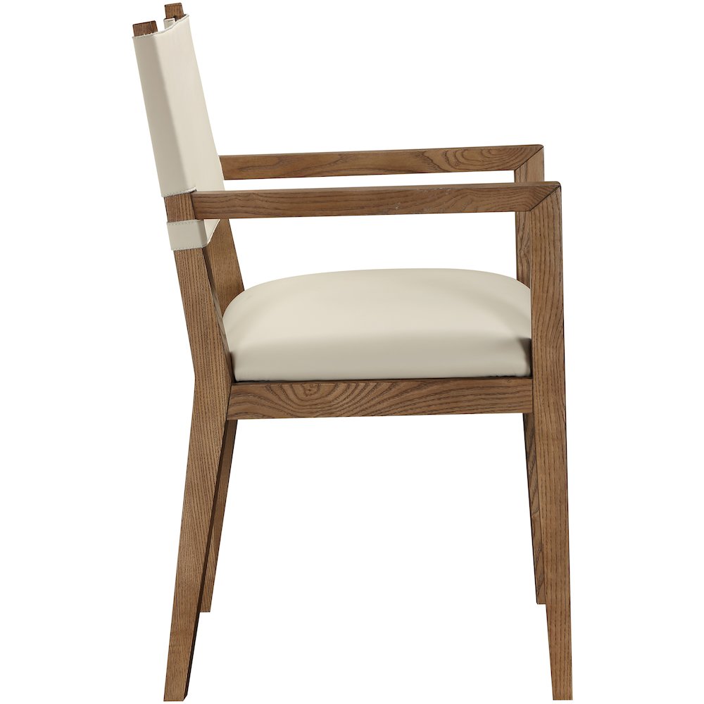 Avon Beige Vegan Leather Dining Arm Chair. Picture 8