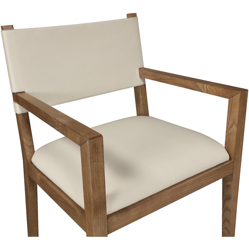 Avon Beige Vegan Leather Dining Arm Chair. Picture 4
