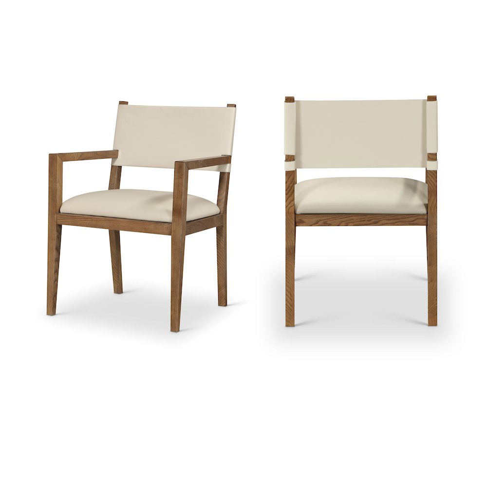 Avon Beige Vegan Leather Dining Arm Chair. Picture 10