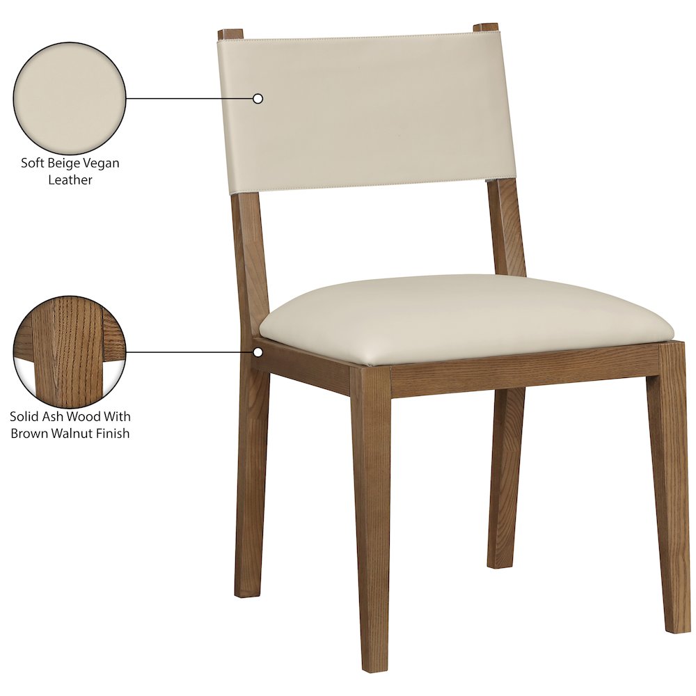 Avon Beige Vegan Leather Dining Side Chair, Set of 2. Picture 11