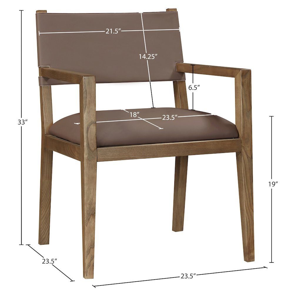 Avon Brown Vegan Leather Dining Arm Chair. Picture 6
