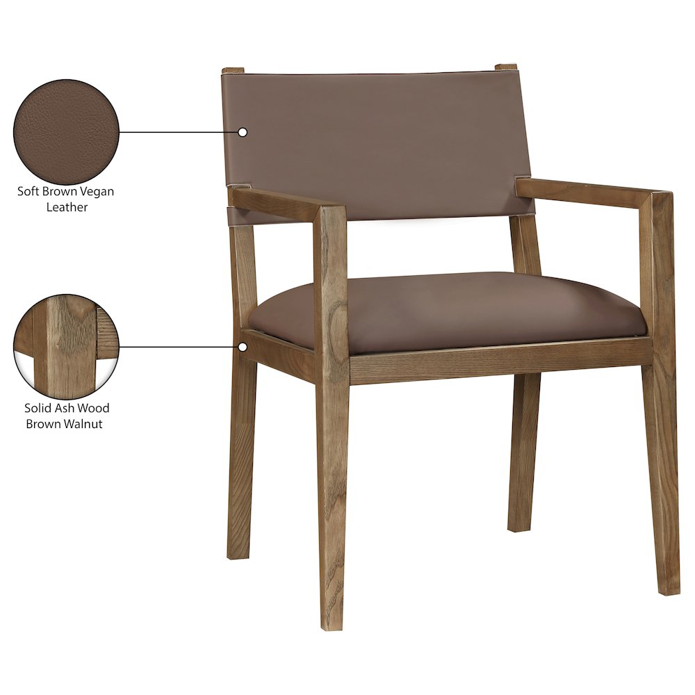 Avon Brown Vegan Leather Dining Arm Chair. Picture 9