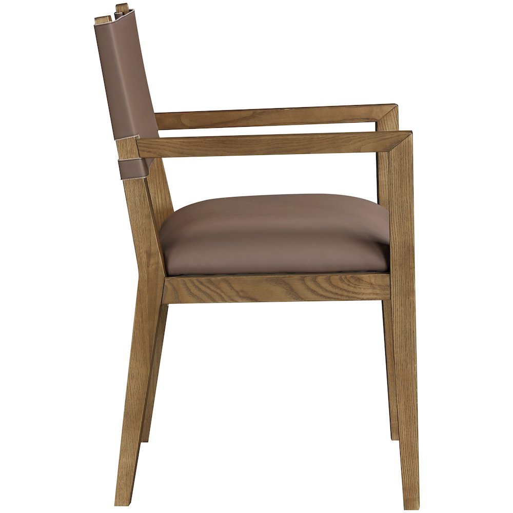 Avon Brown Vegan Leather Dining Arm Chair. Picture 2