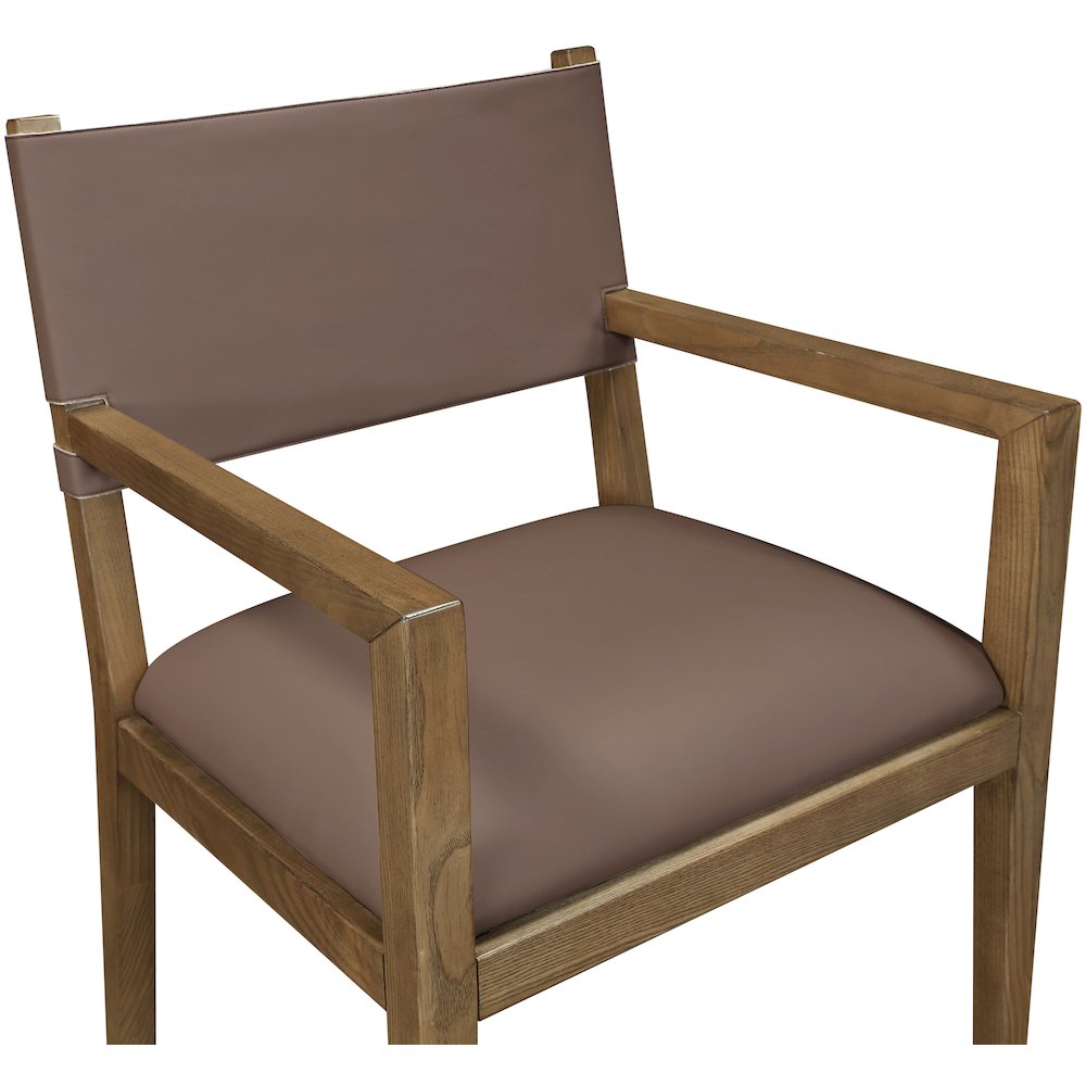 Avon Brown Vegan Leather Dining Arm Chair. Picture 3