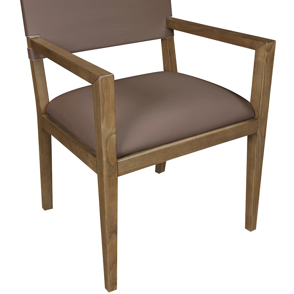 Avon Brown Vegan Leather Dining Arm Chair. Picture 4