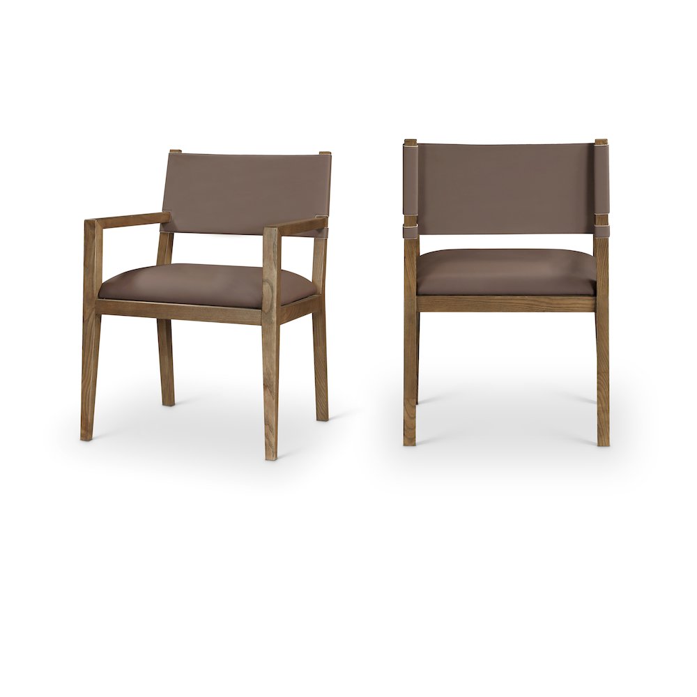 Avon Brown Vegan Leather Dining Arm Chair. Picture 10