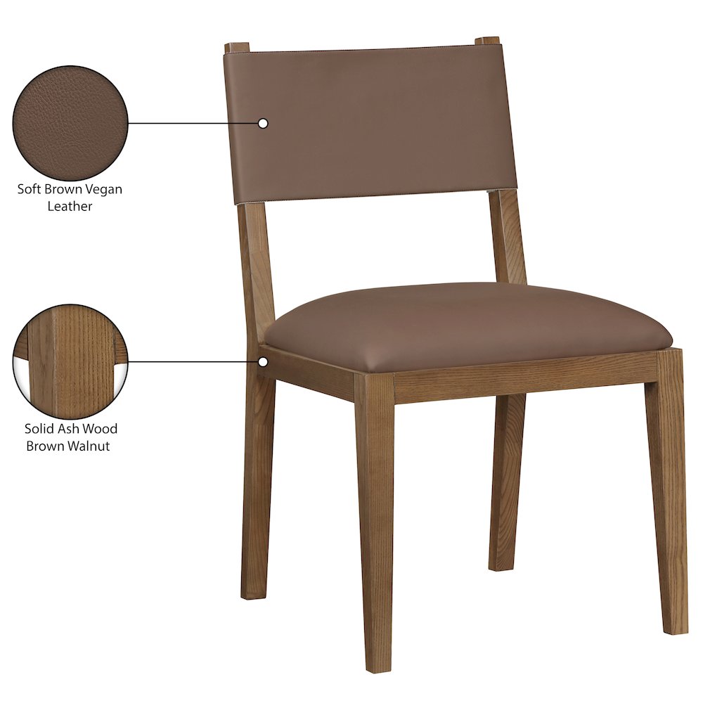 Avon Brown Vegan Leather Dining Side Chair, Set of 2. Picture 11