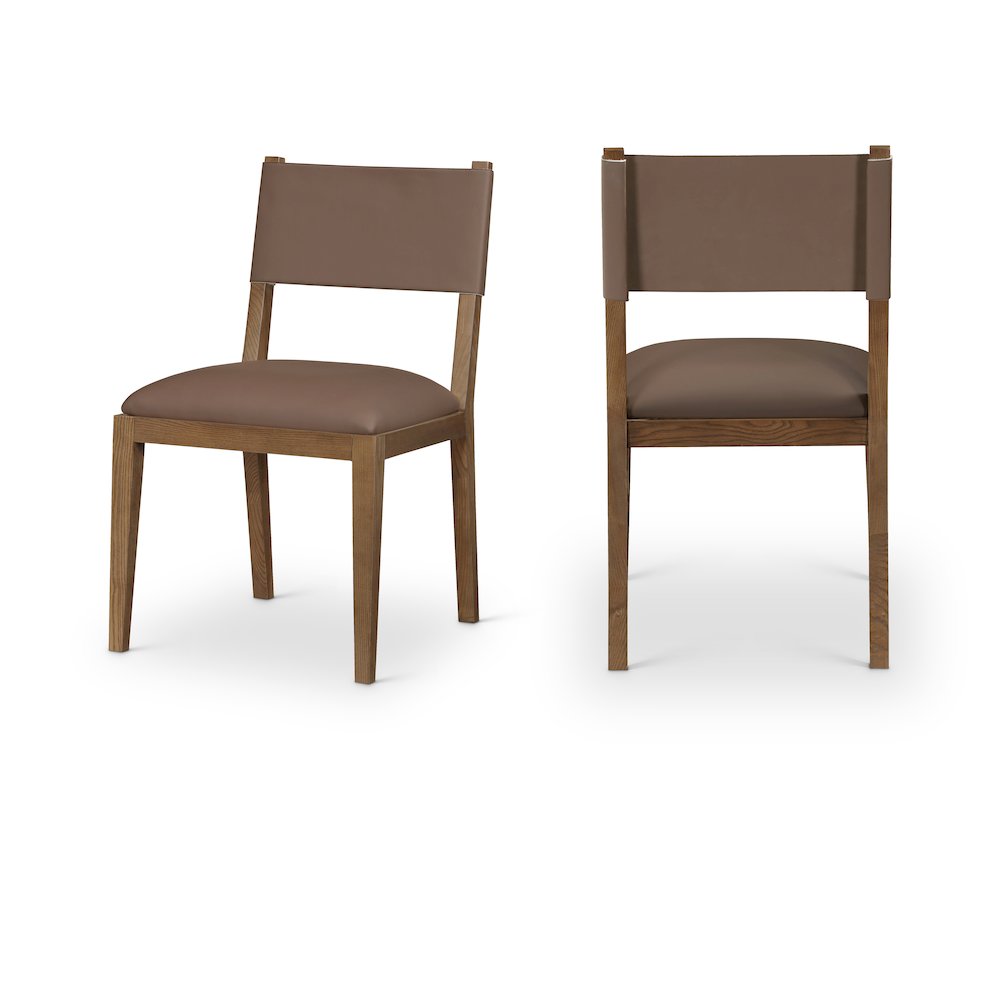 Avon Brown Vegan Leather Dining Side Chair, Set of 2. Picture 1