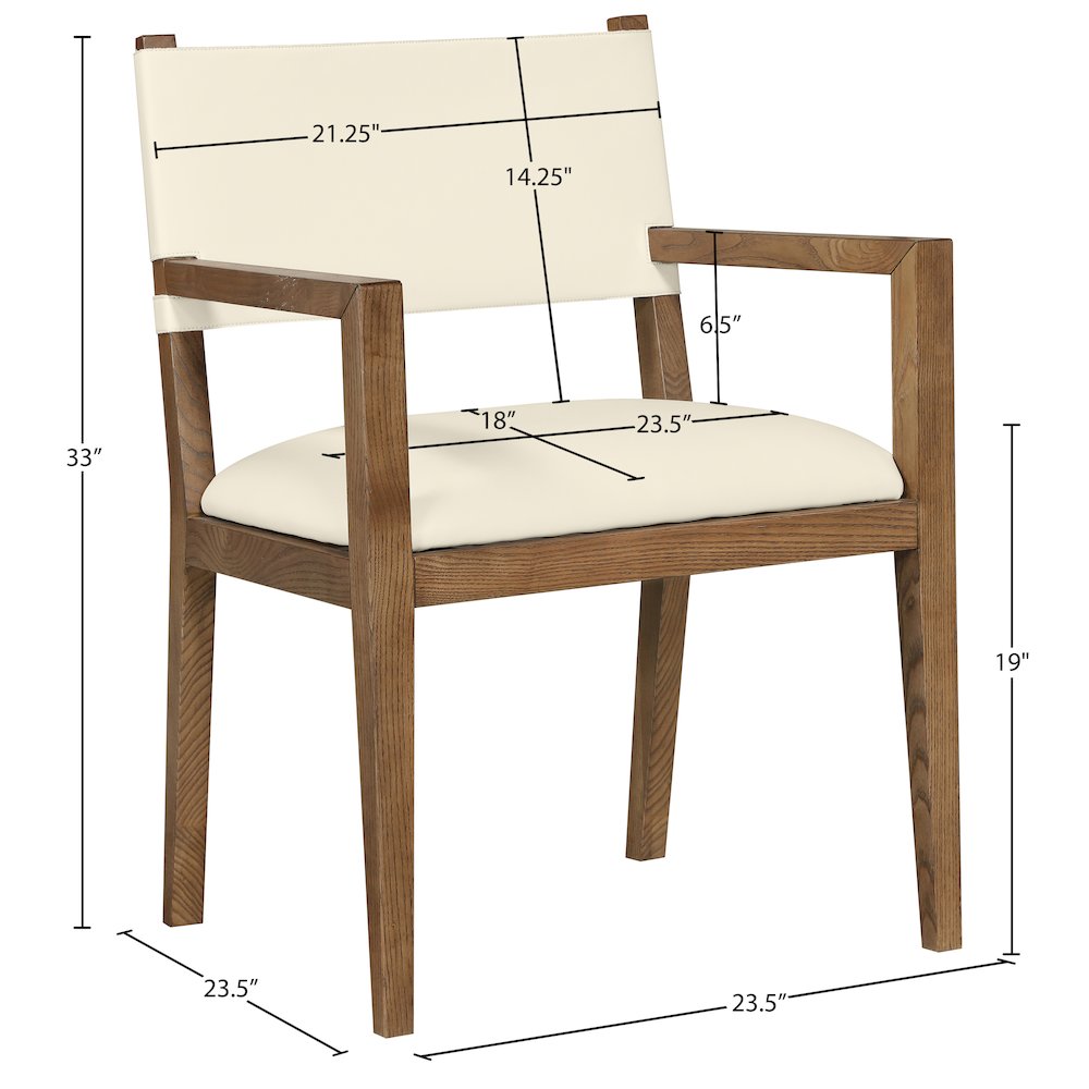 Avon Cream Vegan Leather Dining Arm Chair. Picture 6
