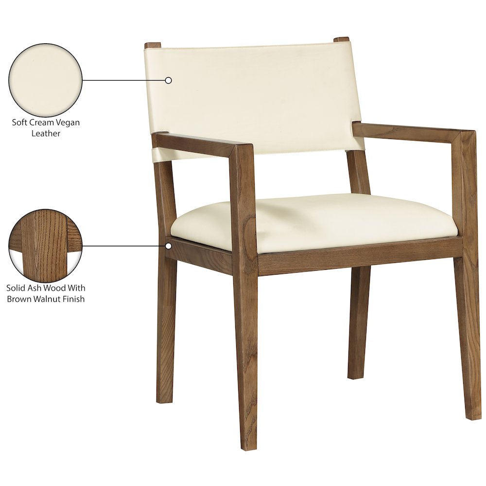 Avon Cream Vegan Leather Dining Arm Chair. Picture 9