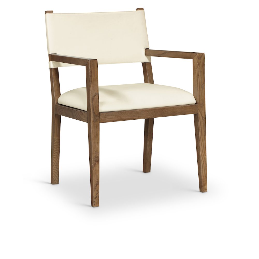 Avon Cream Vegan Leather Dining Arm Chair. Picture 1