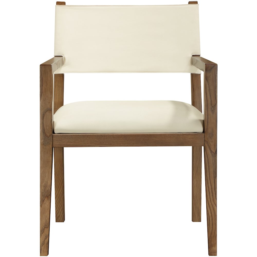 Avon Cream Vegan Leather Dining Arm Chair. Picture 2