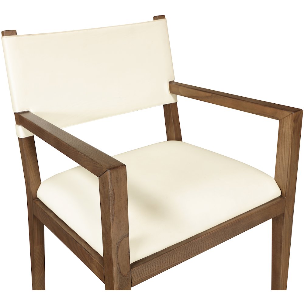 Avon Cream Vegan Leather Dining Arm Chair. Picture 4
