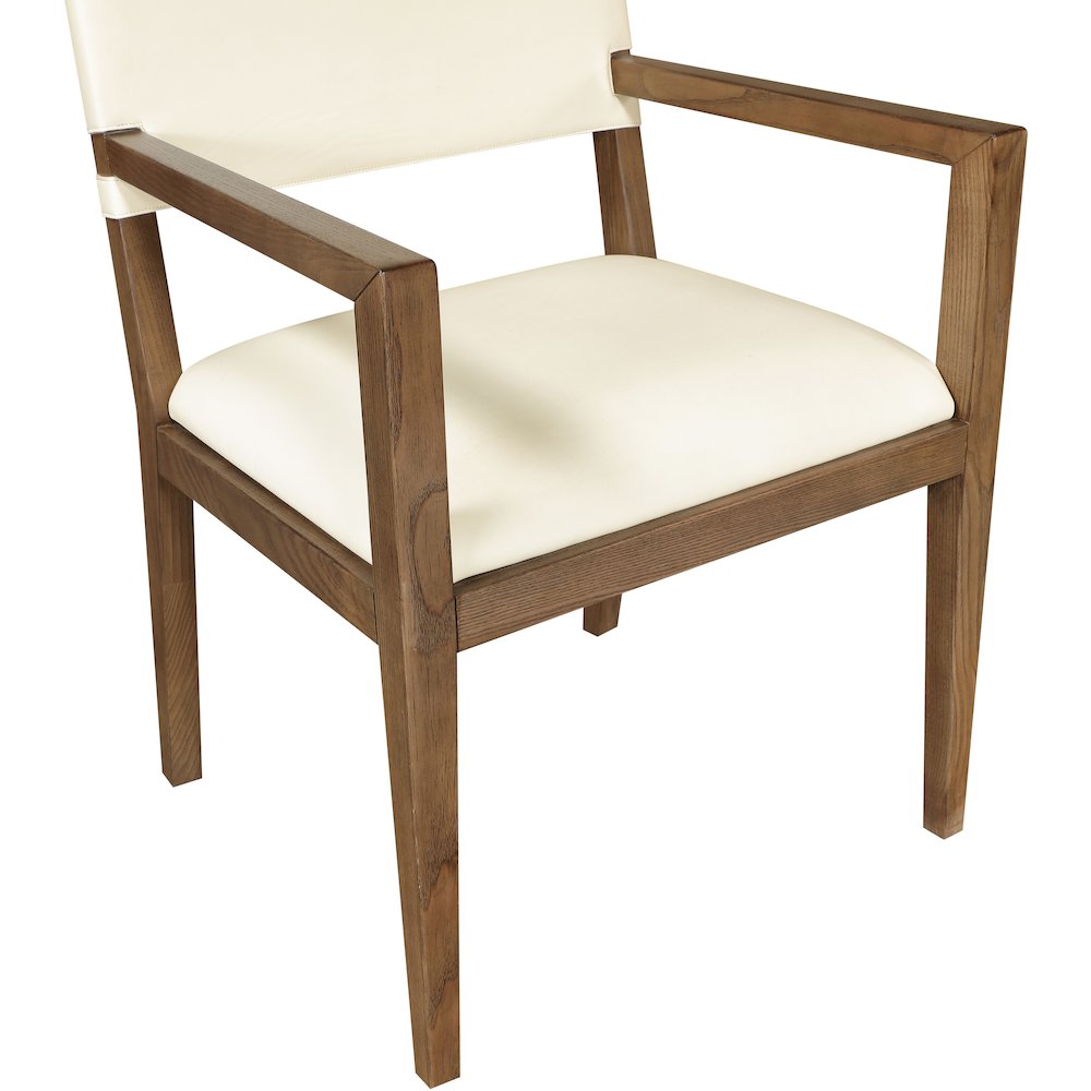 Avon Cream Vegan Leather Dining Arm Chair. Picture 5
