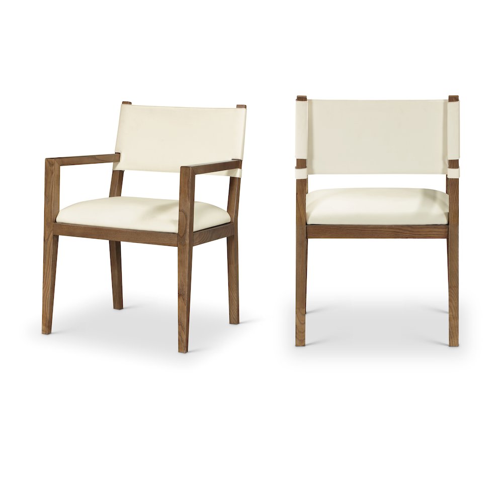 Avon Cream Vegan Leather Dining Arm Chair. Picture 10