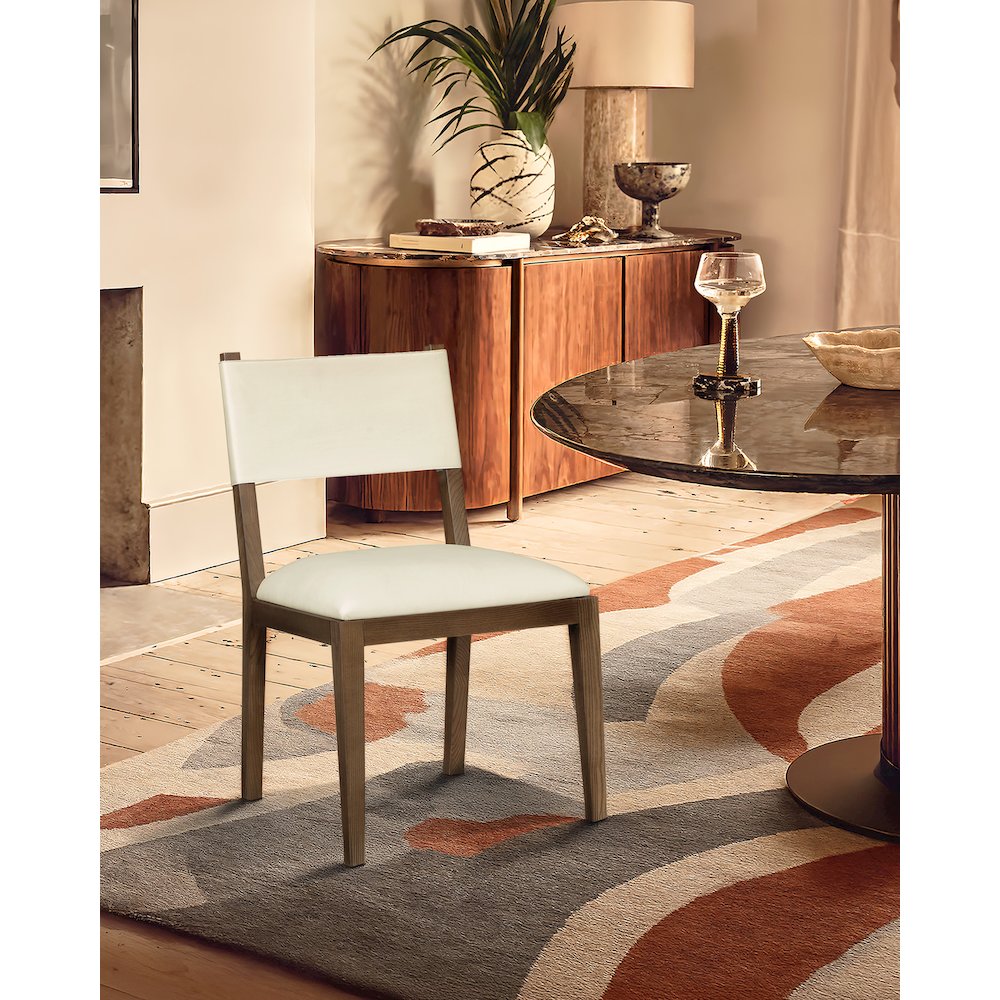 Avon Cream Vegan Leather Dining Side Chair, Set of 2. Picture 7