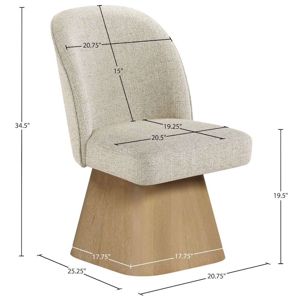 Marlowe Beige Linen Textured Fabric Upholstered Swivel Dining Side Chair. Picture 10