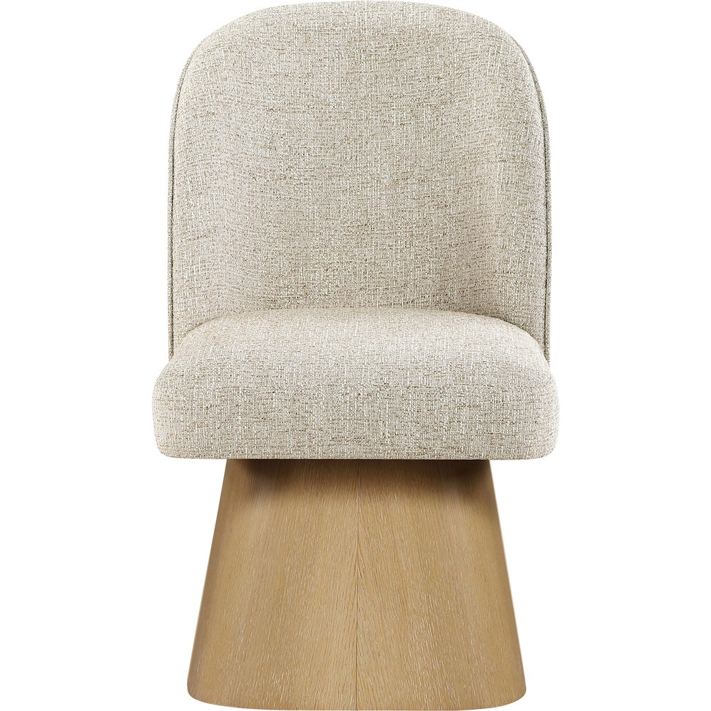 Marlowe Beige Linen Textured Fabric Upholstered Swivel Dining Side Chair. Picture 2