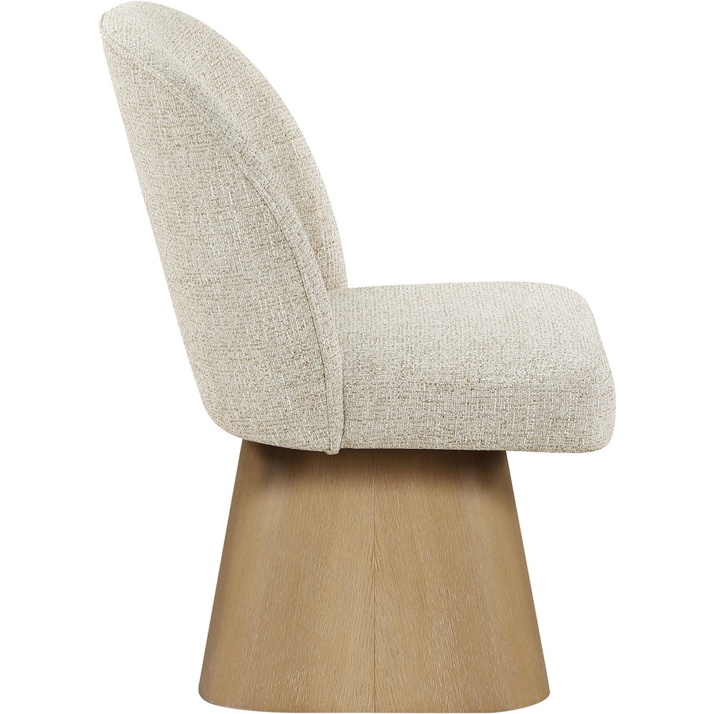 Marlowe Beige Linen Textured Fabric Upholstered Swivel Dining Side Chair. Picture 8