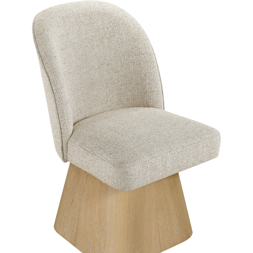 Marlowe Beige Linen Textured Fabric Upholstered Swivel Dining Side Chair. Picture 4